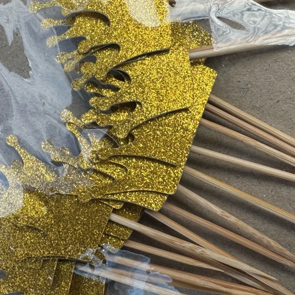 Gold Glitter Crown Cake Topper Cupcake Topper Pick Party Favor Decor NIP